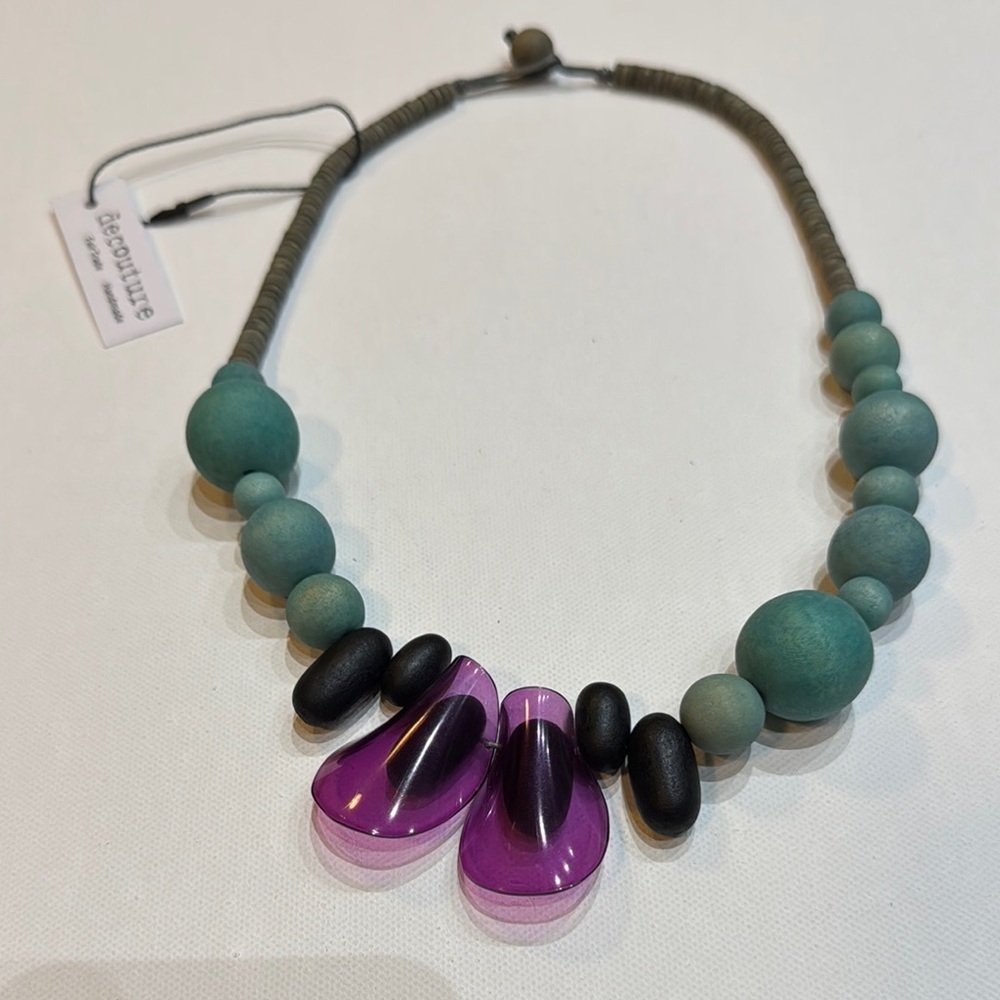 Decouture Purple and Black Beaded Statement Necklace